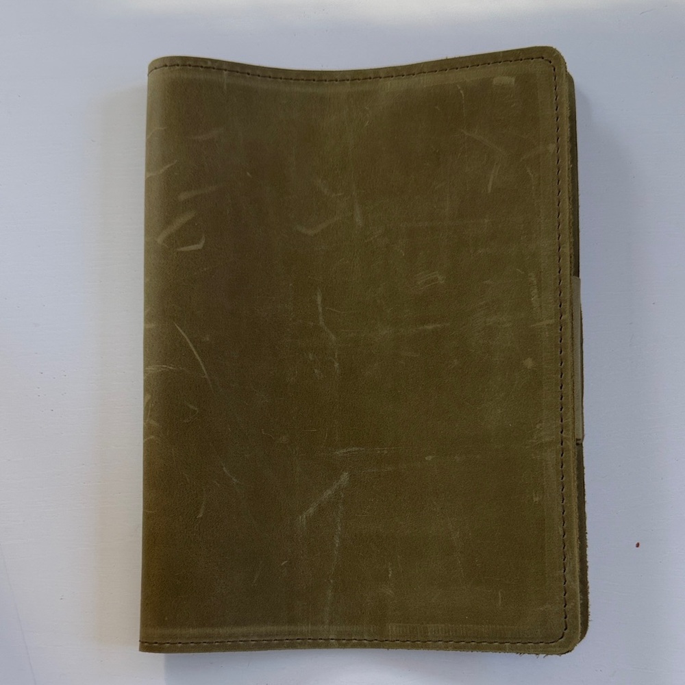 Olive Green Leather Notebook Cover A5